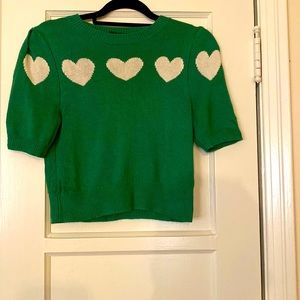 REFORMATION Daisy green sweater, hearts, size S